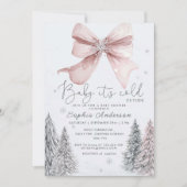 Baby Es ist kalt im Freien Pink Bow Babydusche Einladung (Vorderseite)