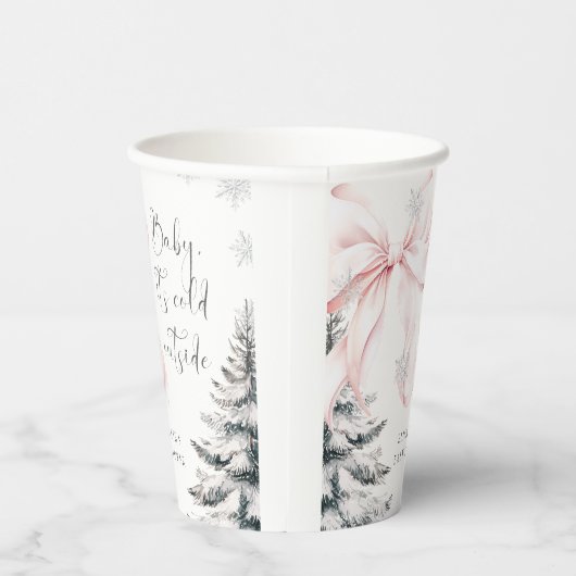 Baby Es ist kalt im Freien Pink Bow Babydusche Pappbecher (Rechts)