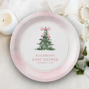 Baby Es ist kalt im Freien Pink Bow Babydusche Pappteller