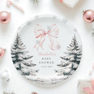 Baby Es ist kalt im Freien Pink Bow Babydusche Pappteller