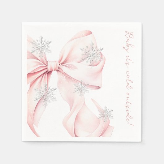 Baby Es ist kalt im Freien Pink Bow Babydusche Serviette (Vorderseite)