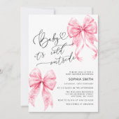 Baby Es ist kalt im Freien Pink Bows Girl Baby Dus Einladung (Vorderseite)