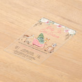 Baby Es ist kalt im Freien Pink Sleigh Baby Dusche Acryleinladungen (Ablage )