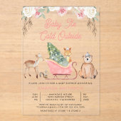 Baby Es ist kalt im Freien Pink Sleigh Baby Dusche Acryleinladungen (Vorderseite)