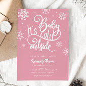 Baby es ist kalt im Freien Pink Snowflake Babydusc Einladung