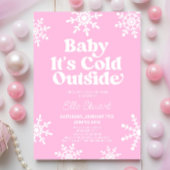 Baby Es ist kalt im Freien Pink Snowflake Babydusc Einladung