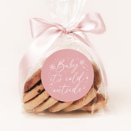 Baby Es ist kalt im Freien Pink Snowflake Babydusc Runder Aufkleber