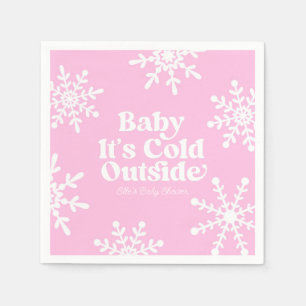Baby Es ist kalt im Freien Pink Snowflake Babydusc Serviette