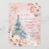 Baby Es ist kalt im Freien Pink Winter Snowflake B Einladung (Vorne/Hinten)