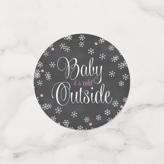 Baby Es ist kalt im Freien Rosa Schneeflocken Baby Konfetti (Klein Vorderseite)