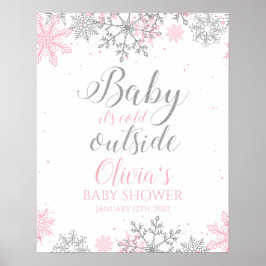 Baby Es ist kalt im Freien rosa SilberBaby-Dusche Poster