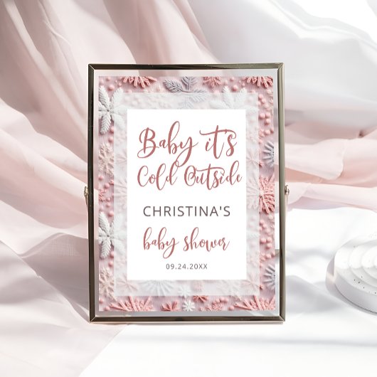 Baby Es ist kalt im Freien rosa SilberBaby-Dusche Poster