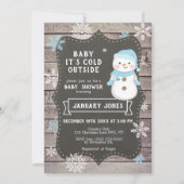 Baby Es ist kalt Outside Baby Dusche, Snowman Einladung (Vorderseite)