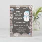 Baby Es ist kalt Outside Baby Dusche, Snowman Einladung (Stehend Vorderseite)