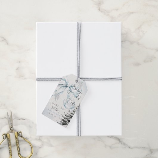 Baby es ist kalt Outside Bow Baby Dusche Geschenkanhänger (Mit Garn)