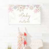 Baby Es ist kalt Outside Rosa Glitzer Schneeflocke Banner (Insitu)
