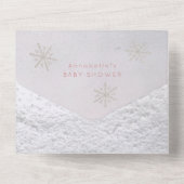 Baby Es ist kalt Outside Snowflakes Babydusche Pin All In One Einladung (Rückseite)