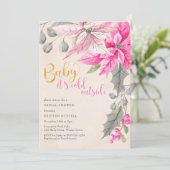 Baby es ist kalt Outside Winter Floral Brautparty Einladung (Stehend Vorderseite)