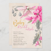 Baby es ist kalt Outside Winter Floral Brautparty Einladung (Vorne/Hinten)