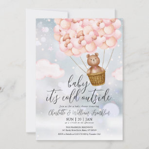 Baby, es ist kalt Teddybär Rosa Winter-Baby-Party Einladung