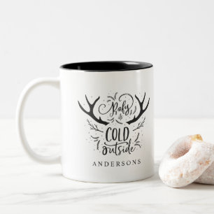 Baby es ist kalt vor Weihnachten Weihnachten. Zweifarbige Tasse