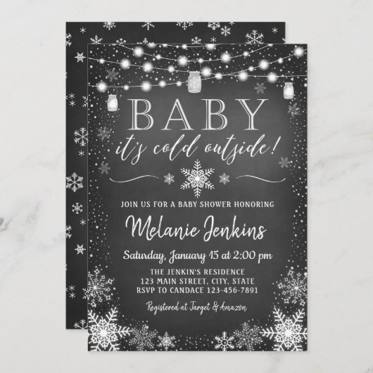 Baby Es ist kalte Außendusche Einladung (Vorne/Hinten)