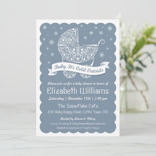 Baby Es ist kalte Außendusche Einladung (Stehend Vorderseite)