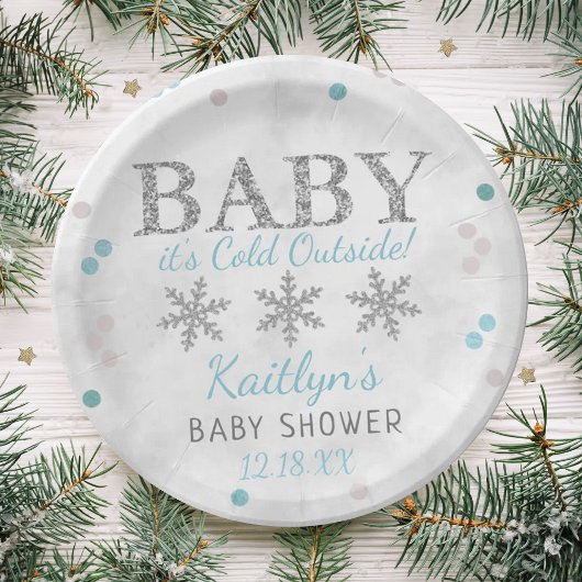 Baby Es ist kalte Outside Boys Winter Baby Dusche Pappteller