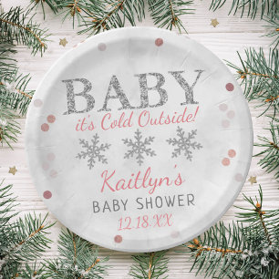 Baby Es ist kalte Outside Boys Winter Baby Dusche Pappteller