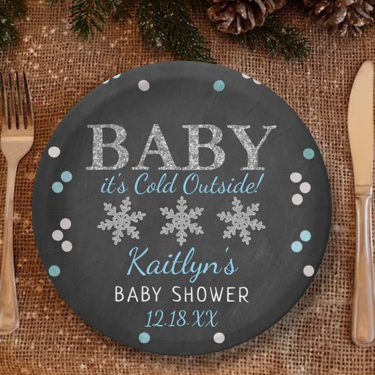 Baby Es ist kalte Outside Boys Winter Baby Dusche Pappteller
