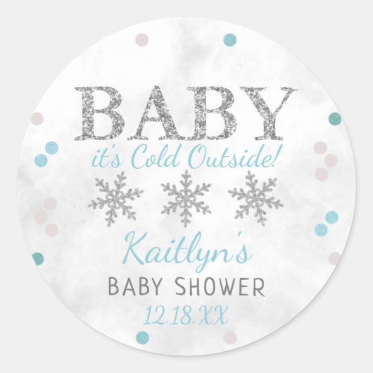Baby Es ist kalte Outside Boys Winter Baby Dusche Runder Aufkleber (Vorderseite)