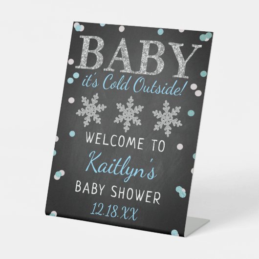 Baby Es ist kalte Outside Boys Winter Baby Dusche Sockelschild (Vorderseite)