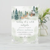 Baby Es ist kalte Outside Forest Woodland Baby Sho Einladung (Stehend Vorderseite)