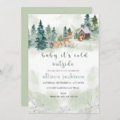 Baby Es ist kalte Outside Forest Woodland Baby Sho Einladung (Vorne/Hinten)