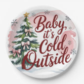 Baby, es ist kalte Outside Winter Baby Dusche Pappteller (Vorderseite)