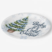 Baby, es ist kalte Outside Winter Boy Baby Dusche Pappteller (Schrägansicht)