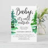Baby, es ist kalte Outside Winter Forest Baby Dusc Einladung (Stehend Vorderseite)