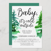 Baby, es ist kalte Outside Winter Forest Baby Dusc Einladung (Vorne/Hinten)
