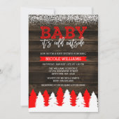 Baby Es ist kalte Outside Winter Schnee Red Baby D Einladung (Vorderseite)