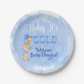 Baby Es ist kalte Schneeflocke Winter Blue Boy Dus Pappteller (Vorderseite)