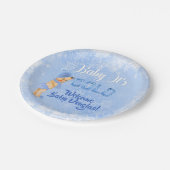Baby Es ist kalte Schneeflocke Winter Blue Boy Dus Pappteller (Schrägansicht)