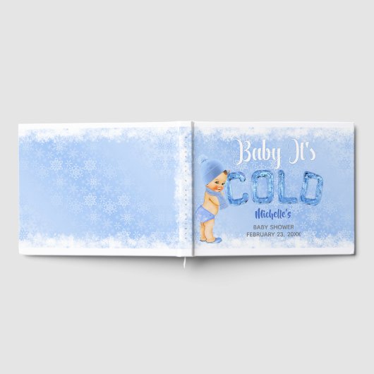Baby Es ist kalter Winter Snowflake Blue Boy Dusch Gästebuch (Voll)