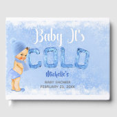 Baby Es ist kalter Winter Snowflake Blue Boy Dusch Gästebuch (Vorderseite)