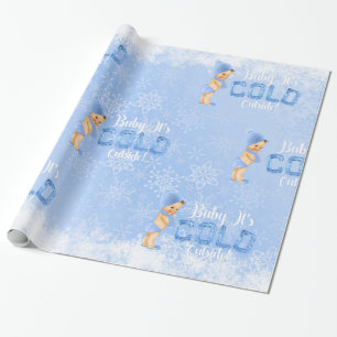 Baby, es ist kalter Winterschneeflockenblauer Jung Geschenkpapier