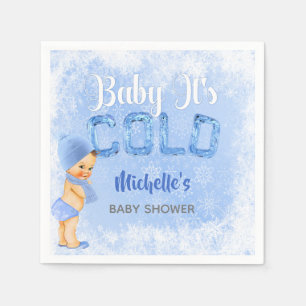 Baby, es ist kalter Winterschneeflockenblauer Jung Serviette