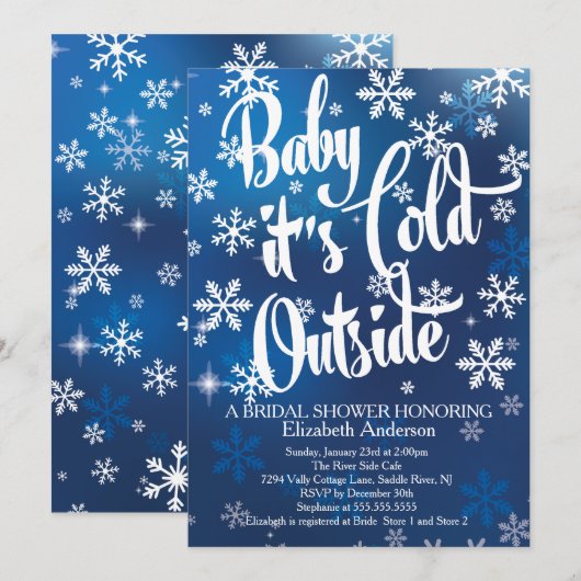 Baby Es ist kaltes Brautparty Einladung (Vorne/Hinten)