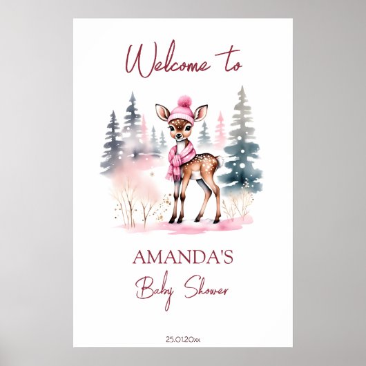 Baby es ist kaltes Mädchen Rehe Baby Dusche Begrüß Poster (Vorne)