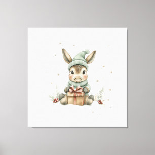 Baby Esel im Weihnachtsmannhut Geschenk 4 Leinwanddruck