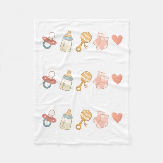 Baby-Essentials-Muster Fleecedecke (Vorderseite)