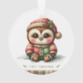 Baby-Eule in Tannen-Hut und Pullover Ornament (Rückseite)